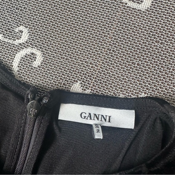 Ganni Black Bloomsbury Velvet Maxi Dress Sz 38 - Picture 9 of 14